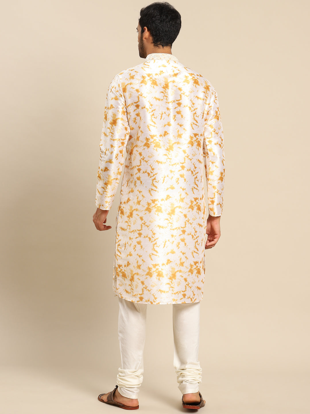 TIE AND DIE MIROOR YELLOW KURTA WITH PAJAMA