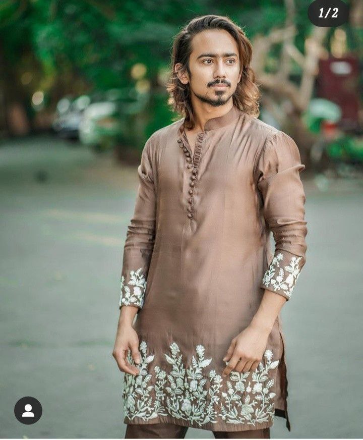 ANTIQUE BRASS EMBROIDERY WORK KURTA SET FOR MEN