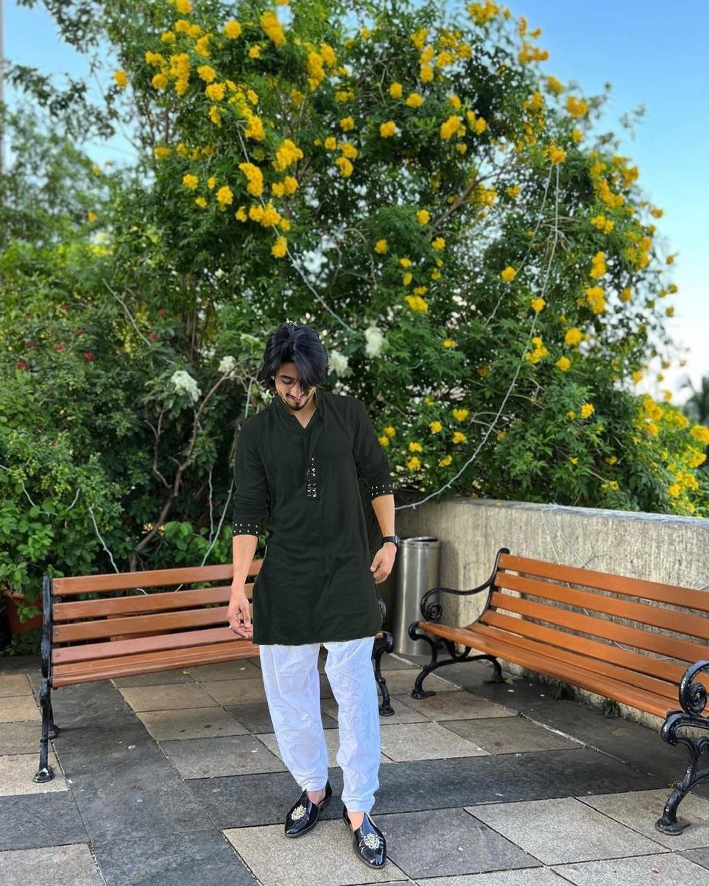 BLACK MIRROR EMBROIDERY KURTA AND PATIYALA