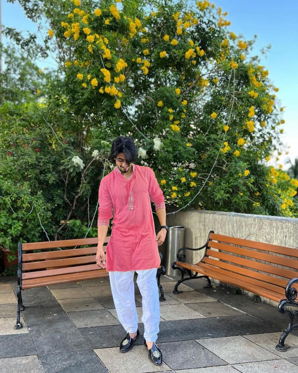 Rosy Pink MIRROR EMBROIDERY KURTA AND PATIYALA