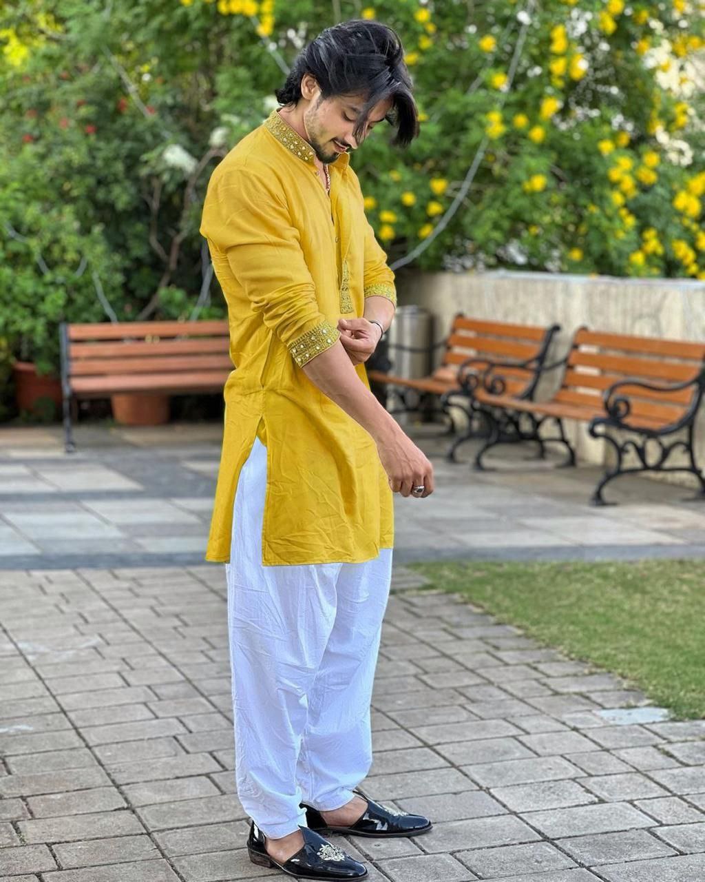 Dark Gold MIRROR EMBROIDERY KURTA AND PATIYALA