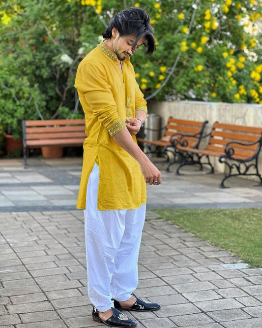 Dark Gold MIRROR EMBROIDERY KURTA AND PATIYALA