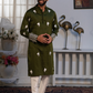 TEA GREEN  MEN'S EMBRODERED COTTON KURTA WITH PAJAMA