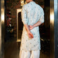 WHITE SEQUENCE EMBROIDERY WORKED MEN'S KURTA + WHITE PAJAMA