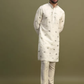 White FOIL EMBROIDERY WORK KURTA PAJAMA SET FOR MEN'S
