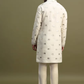White FOIL EMBROIDERY WORK KURTA PAJAMA SET FOR MEN'S