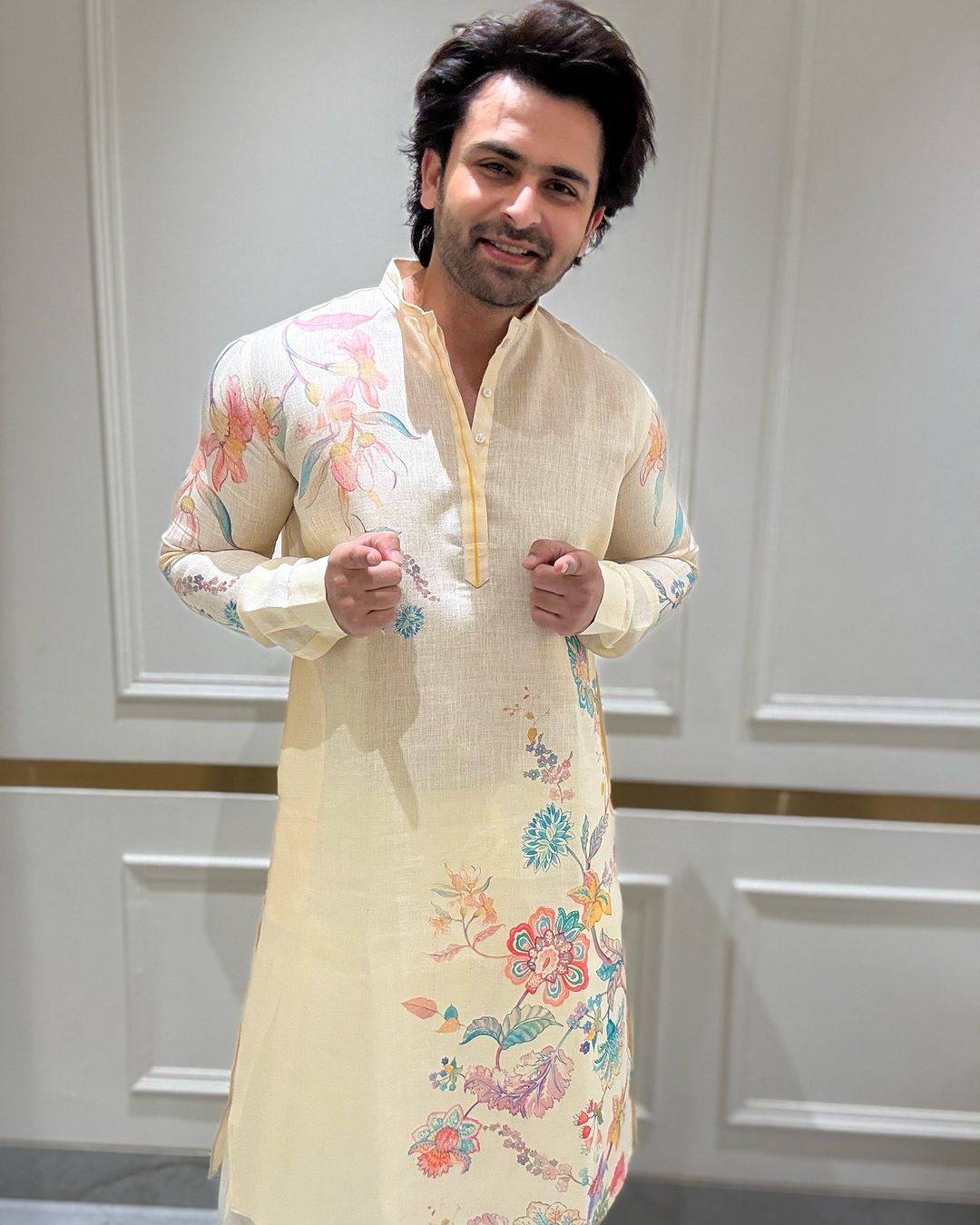 FLORAL PRINTED KURTA WITH PAJAMA SET FOR MEN