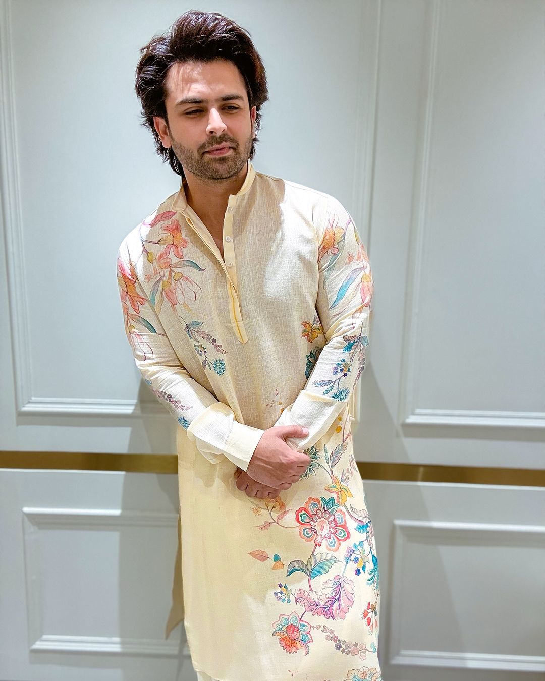 FLORAL PRINTED KURTA WITH PAJAMA SET FOR MEN