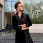 BLACK MIRROR WORK KURTA,PAJAMA AND DUPATA