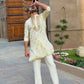 WHITE NECK AND BUTTI EMBROIDERED WORK MEN'S KURTA WITH PAJAMA SET