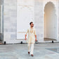 WHITE NECK AND BUTTI EMBROIDERED WORK MEN'S KURTA WITH PAJAMA SET
