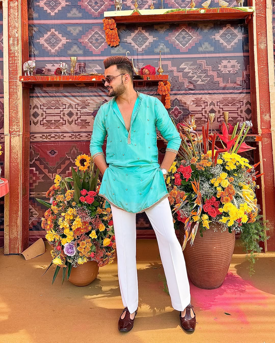 AQUA BLUEB Kurta with PAIJAMA Sequin Embroidery WORK