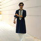 EMBROBLUE V NECK EMBROIDERED THRED KURTA WITH PAJMA