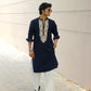 EMBROBLUE V NECK EMBROIDERED THRED KURTA WITH PAJMA