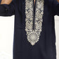 EMBROBLUE V NECK EMBROIDERED THRED KURTA WITH PAJMA