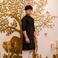 Jet Black Men's Kurta with Sequin Neckwork Embroidery