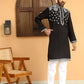 BLACK COTTON NECK EMBROIDERED KURTA PAJAMA SET