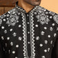BLACK COTTON NECK EMBROIDERED KURTA PAJAMA SET