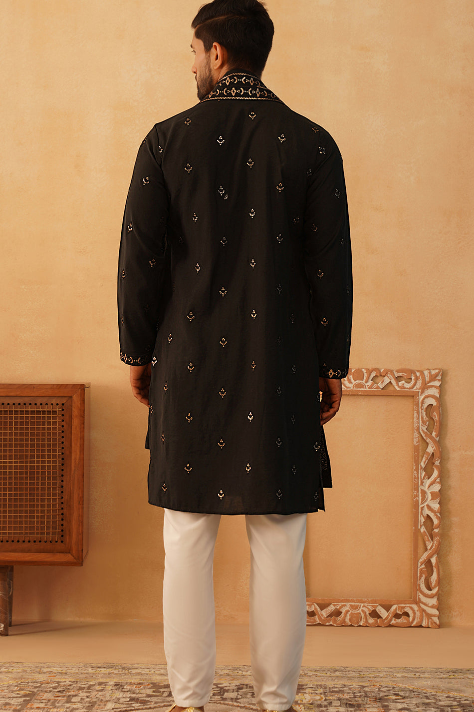 Stylish Black KURTA, PAJAMA AND DUPATA