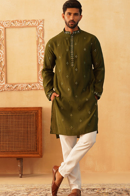 Stylish GREEN KURTA, PAJAMA AND DUPATA