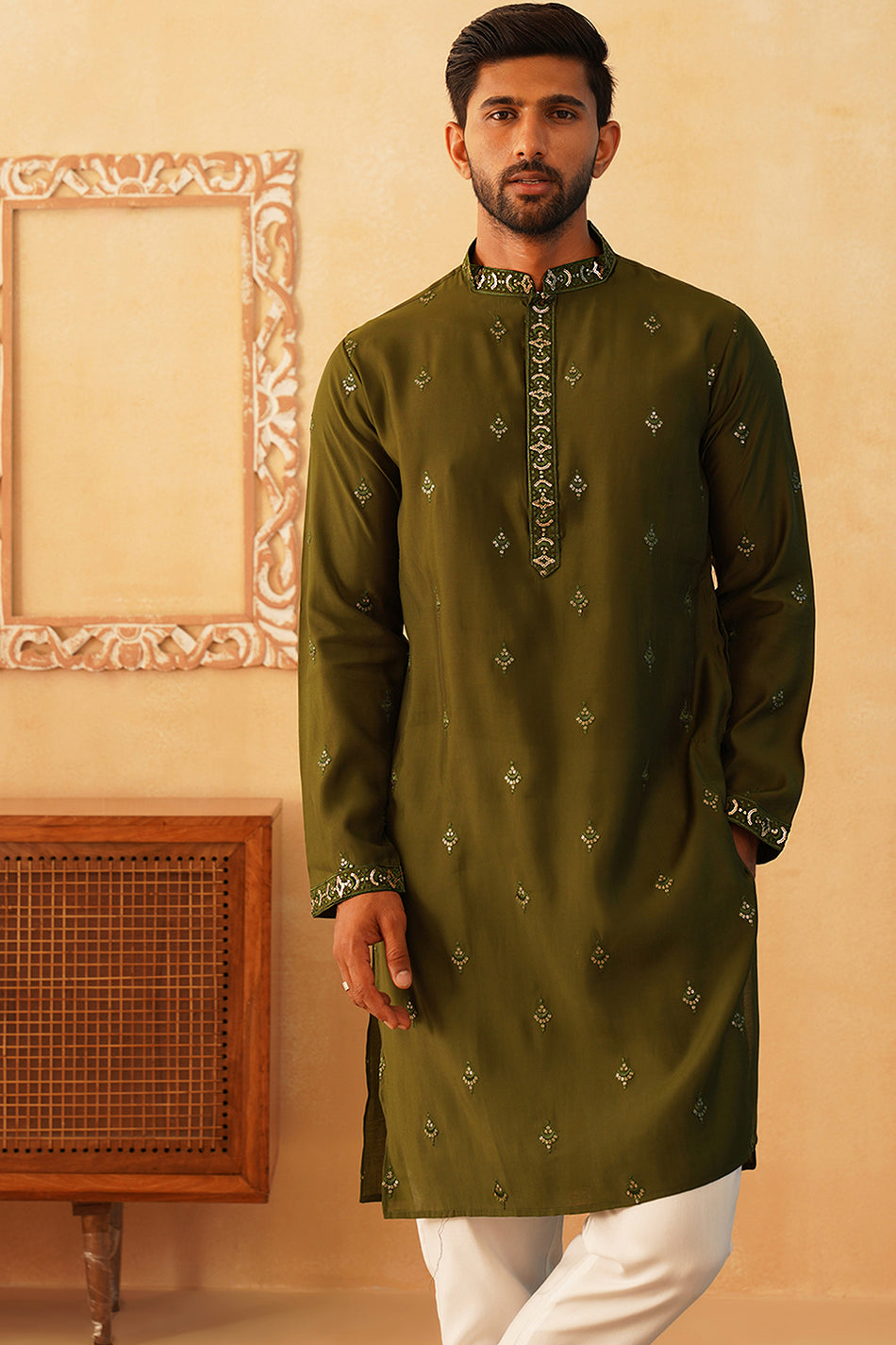 Stylish GREEN KURTA, PAJAMA AND DUPATA