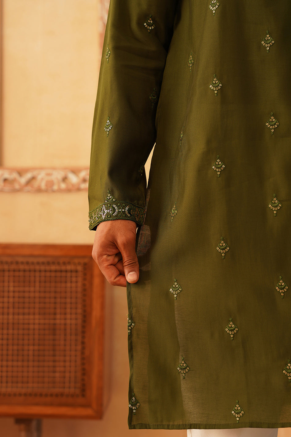 Stylish GREEN KURTA, PAJAMA AND DUPATA