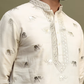 White FOIL EMBROIDERY WORK KURTA PAJAMA SET FOR MEN'S