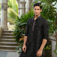 BLACK SEQUENCE EMBROIDERY WORKED MEN'S KURTA + BLACK PAJAMA