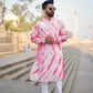 FUCHSIA PINK SILK TIE & DYE KURTA PAJAMA SET FOR MEN'S