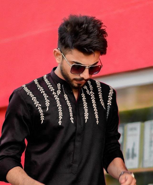 BLACK DAMON EMBROIDERY WORK KURTA SET FOR MEN