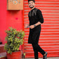 BLACK DAMON EMBROIDERY WORK KURTA SET FOR MEN