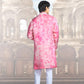 PINK Neck Embroidered Work Men's Kurta with Pajama