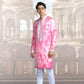 PINK Neck Embroidered Work Men's Kurta with Pajama