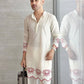 White Lotus Embroidered  Men's Kurta With Pajama