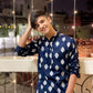 DARK BLUE EMBROIDERY WORK KURTA, PAJAMA STE