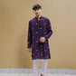 PURPLE DRAGON FLY EMBROIDEREY WORK KURTA WITH PAJAMA SET FOR MEN