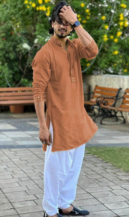 Clay MIRROR  EMBROIDERY KURTA AND PATIYALA