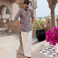 ELEPHANT Ironside Grey  Neck Embroidered Work Men's Kurta with Pajama