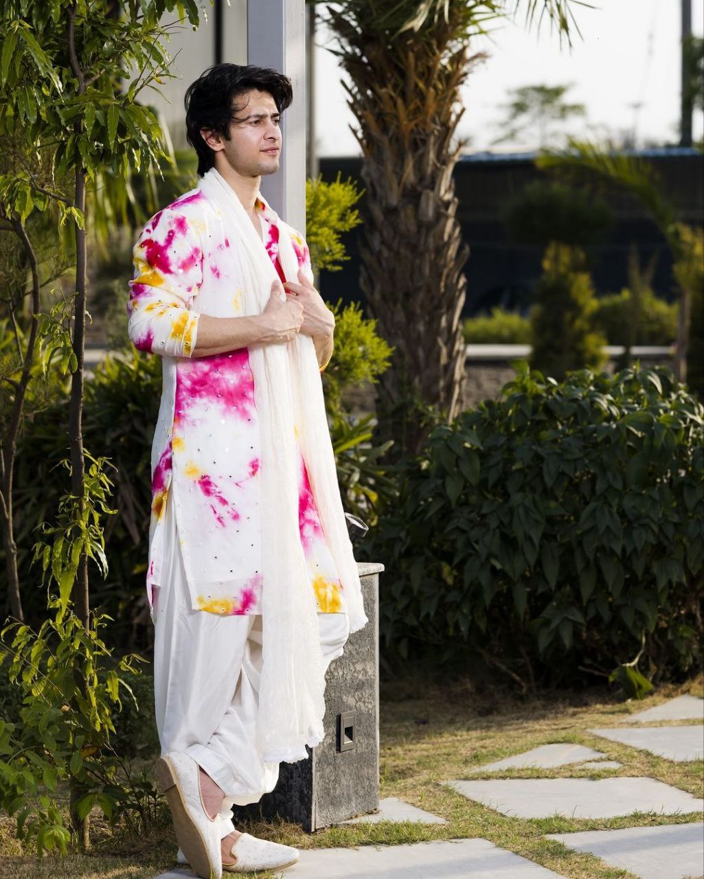 CELEBRITY MULTI COLOURED MIRROR WORK PRINTED KURTA, PAJAMA and DUPATA